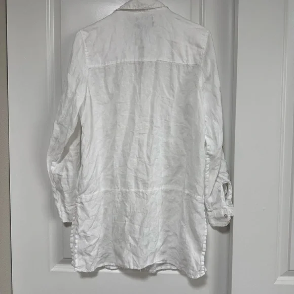Tahari White Linen Shirt Button Down Top Womens S - Picture 2 of 8